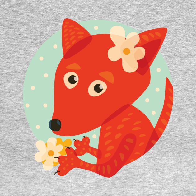 Cute Fox And Flowers by Boriana Giormova